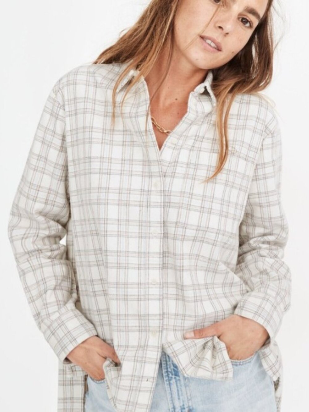 Madewell Corduroy Oversized Ex-Boyfriend Shirt Lombard Plaid Size M - Picture 11 of 11